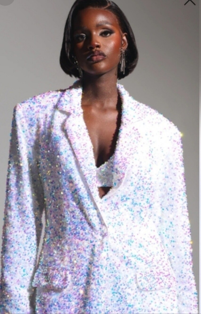 Iridescent Sequin White Women’s Blazer
